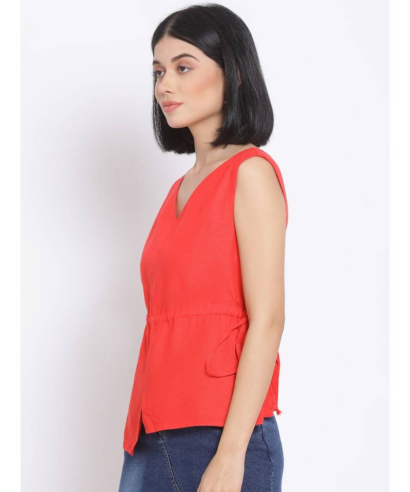 plain Red Cotton   Top