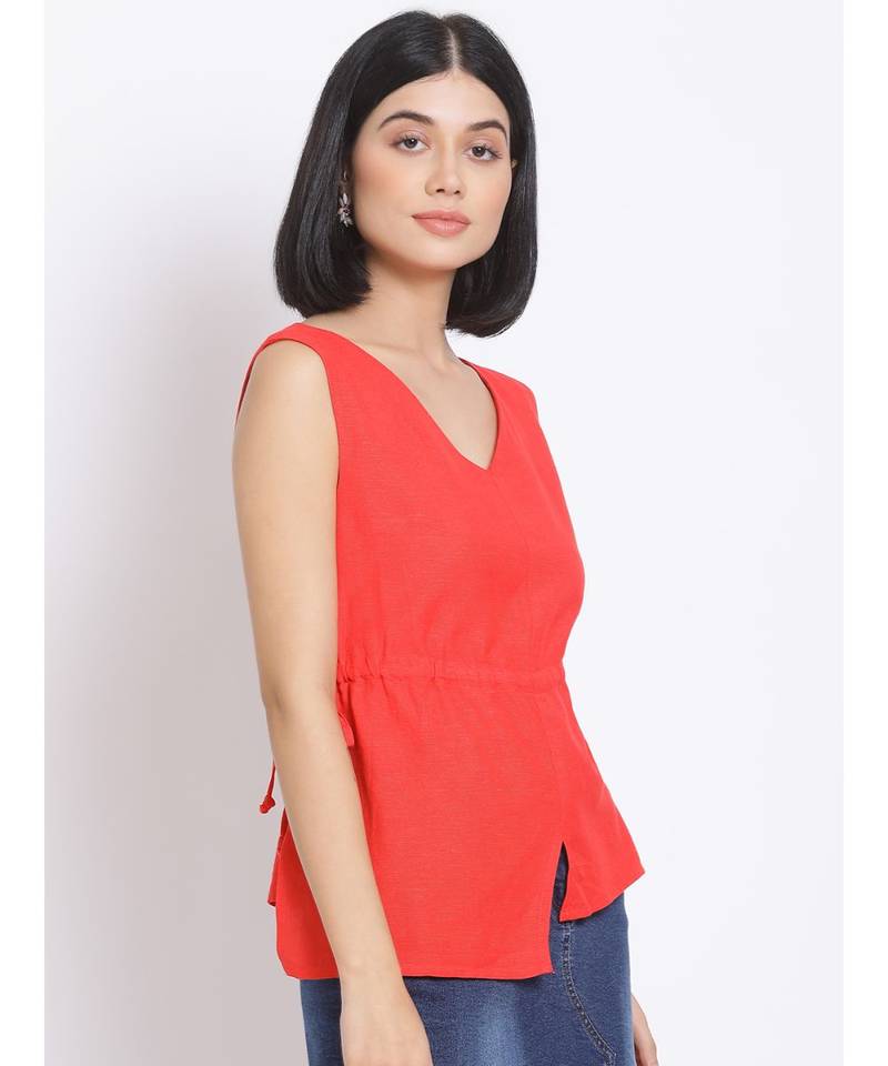 plain Red Cotton   Top