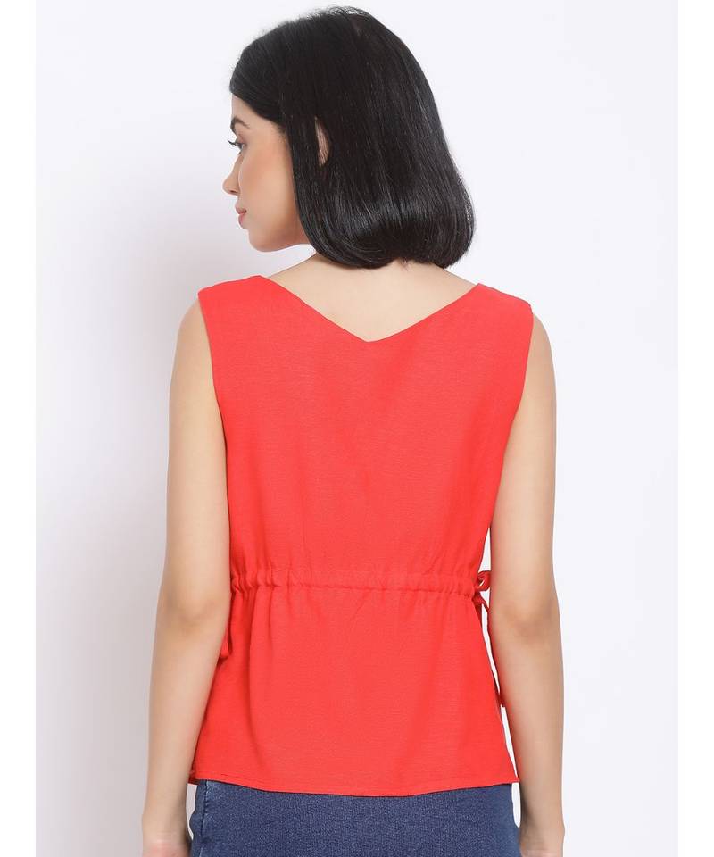 plain Red Cotton   Top