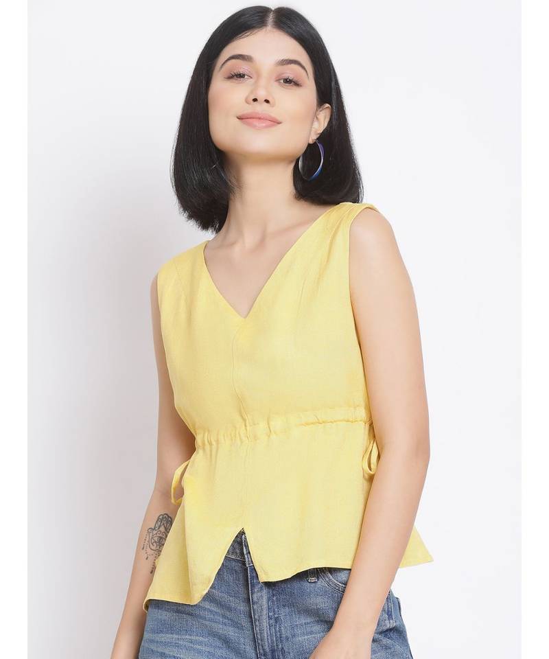 plain Yellow Cotton   Top