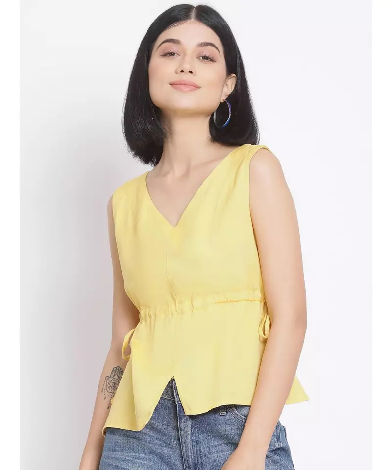 plain Yellow Cotton   Top