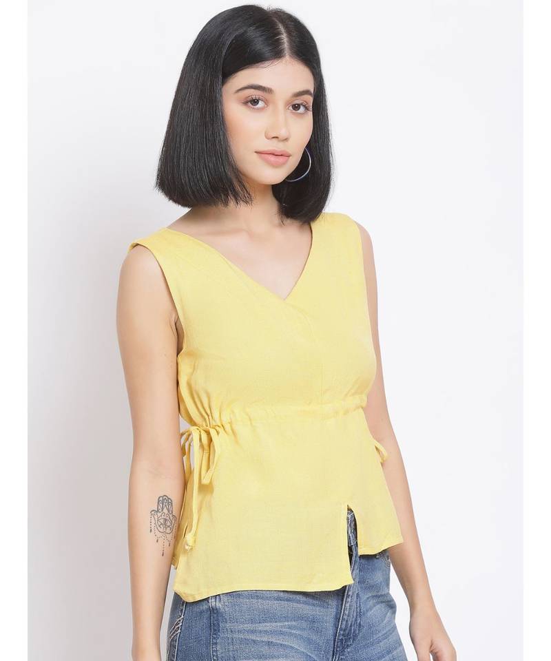 plain Yellow Cotton   Top