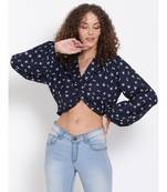 printed blue Polyester   Top