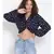 printed blue Polyester   Top