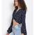 printed blue Polyester   Top