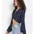 printed blue Polyester   Top