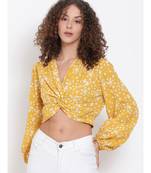 printed Yellow Polyester   Top