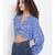 printed Blue Polyester   Top