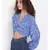 printed Blue Polyester   Top