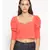 plain Orange Polyester   Top