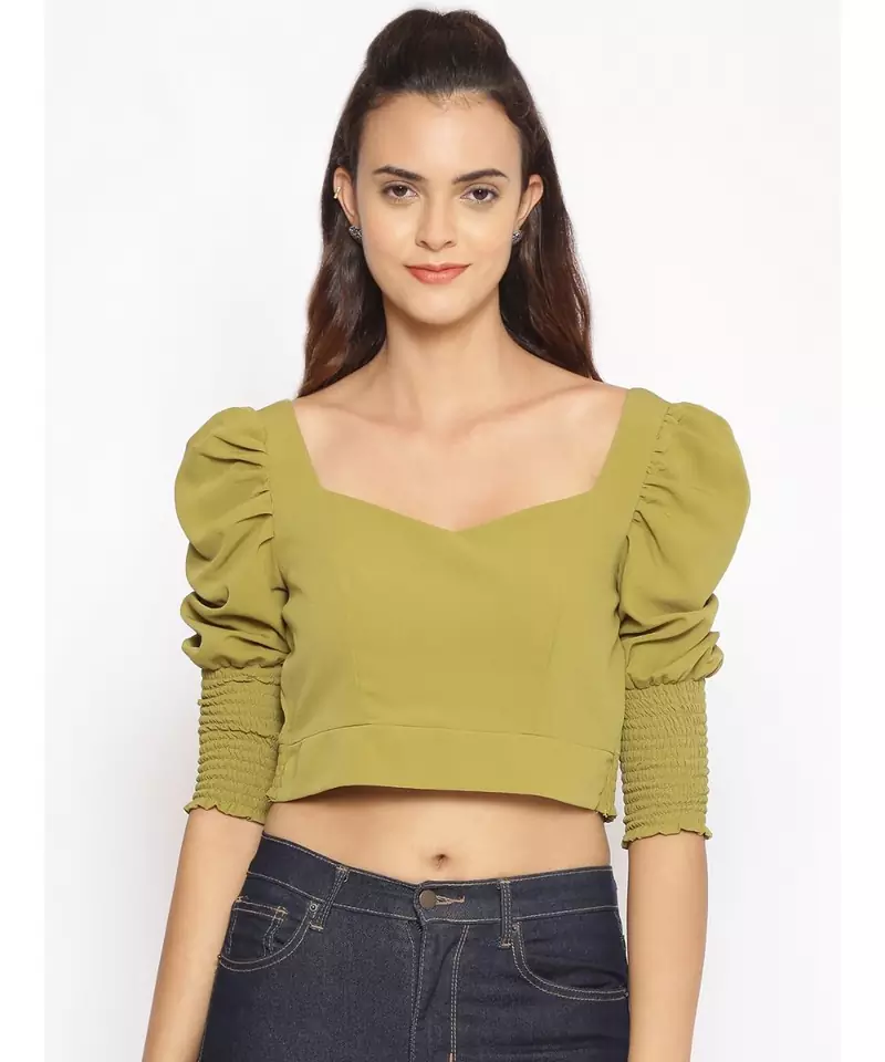 plain Green Polyester   Top