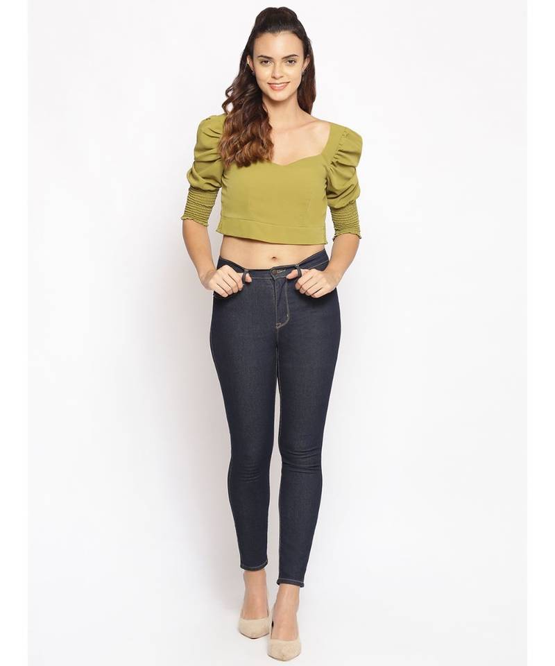 plain Green Polyester   Top