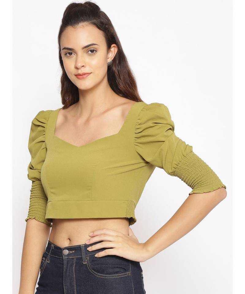plain Green Polyester   Top