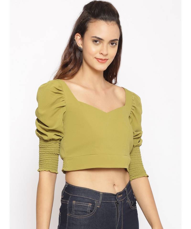plain Green Polyester   Top