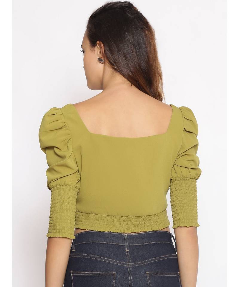 plain Green Polyester   Top