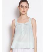 plain Green Cotton   Nightwear Top