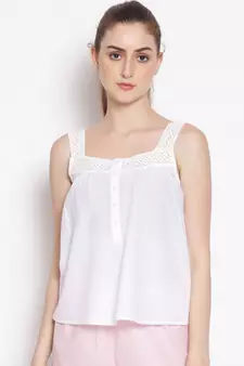 plain White Cotton   Nightwear Top