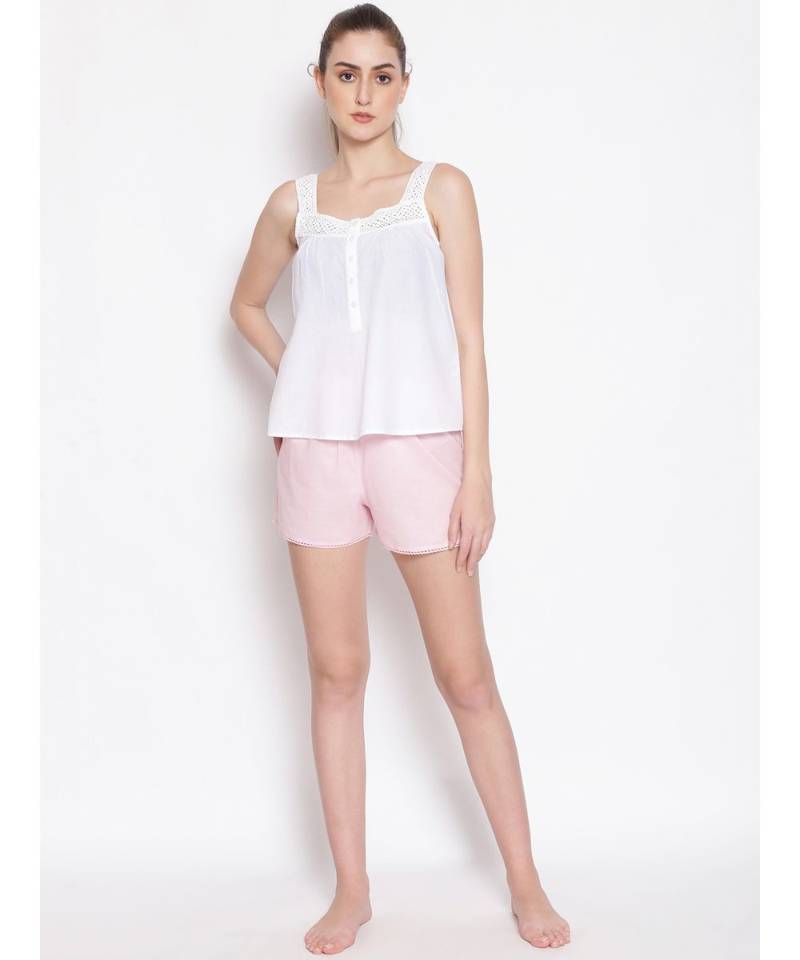 plain White Cotton   Nightwear Top