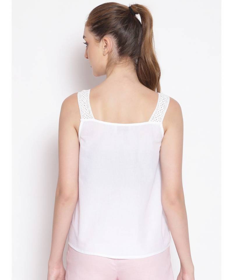 plain White Cotton   Nightwear Top