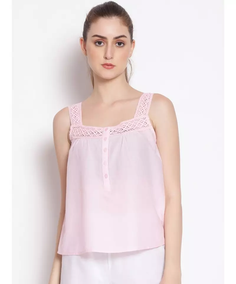 plain Pink Cotton   Nightwear Top