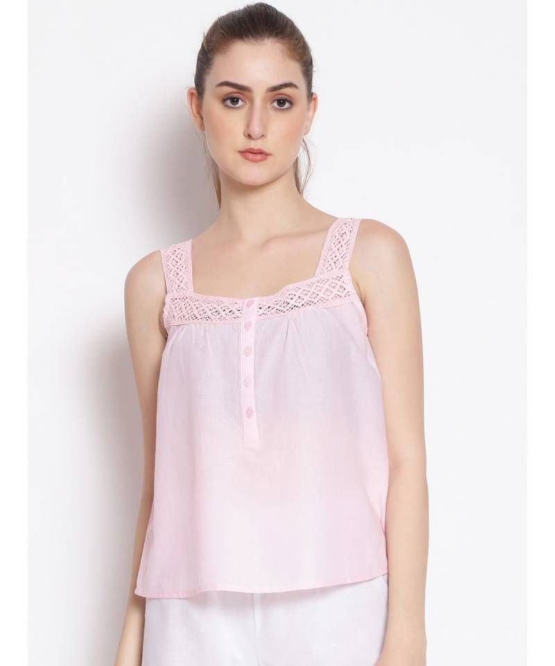 plain Pink Cotton   Nightwear Top