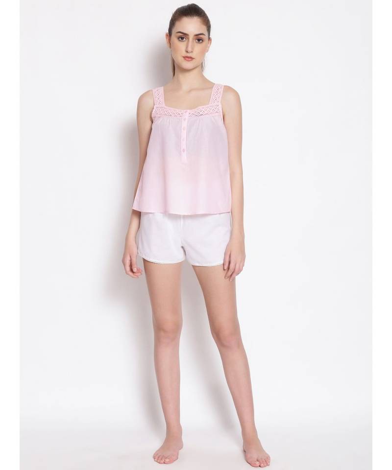 plain Pink Cotton   Nightwear Top