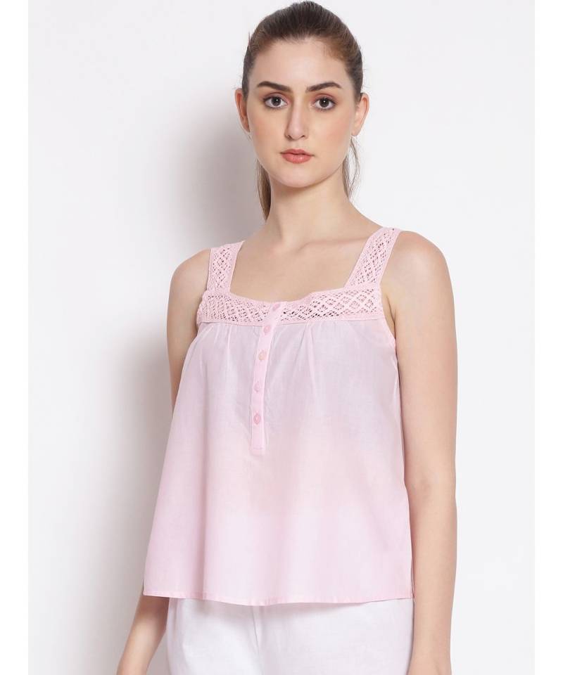 plain Pink Cotton   Nightwear Top