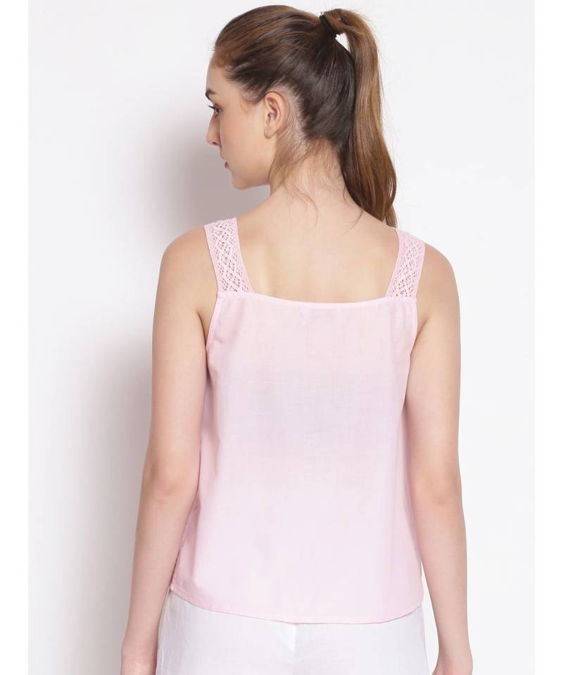 plain Pink Cotton   Nightwear Top