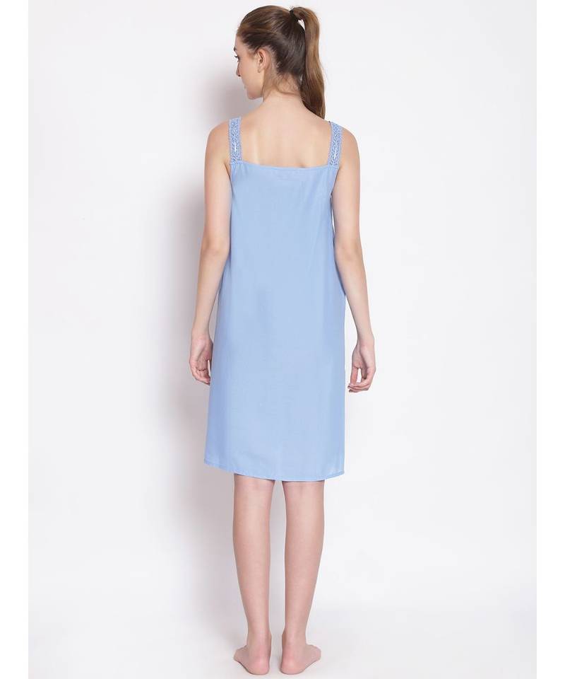 plain Blue Cotton   Dress