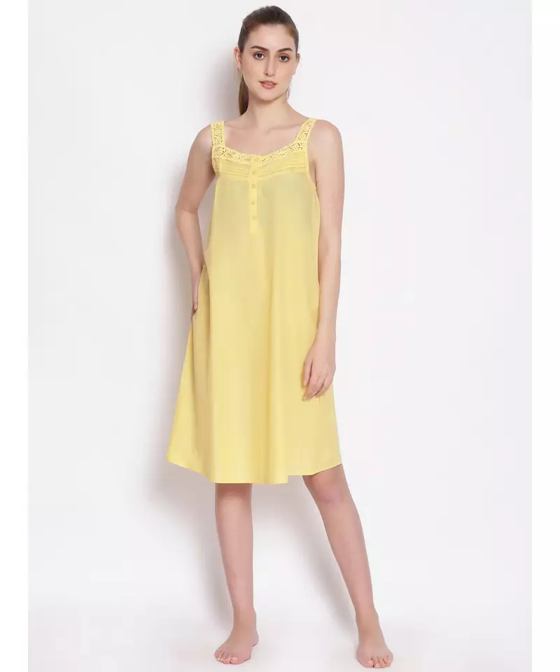 plain Yellow Cotton   Dress