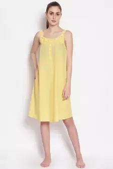 plain Yellow Cotton   Dress