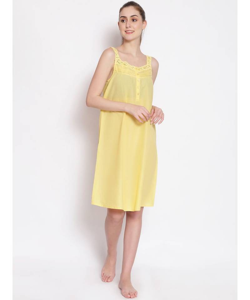 plain Yellow Cotton   Dress