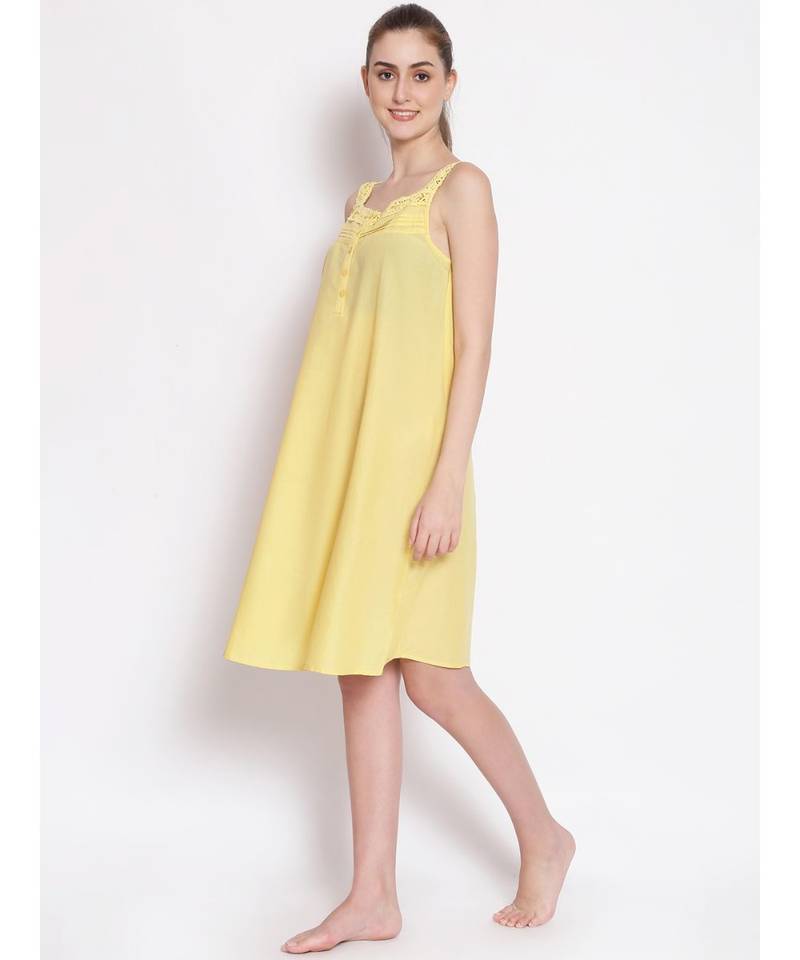 plain Yellow Cotton   Dress