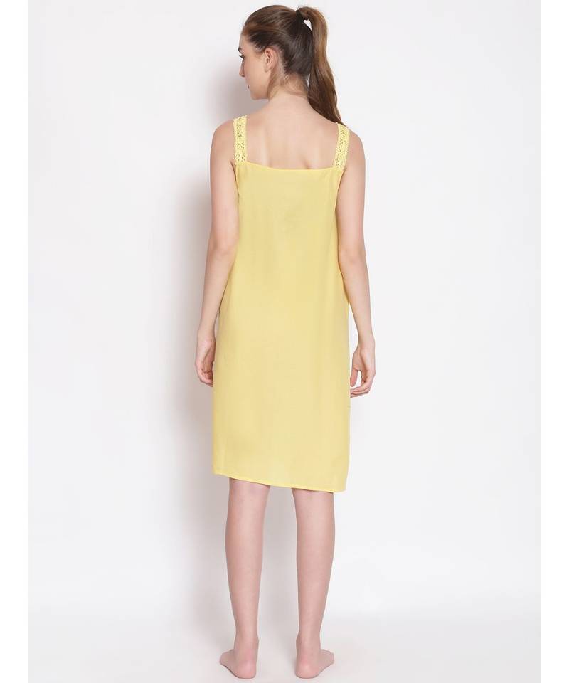 plain Yellow Cotton   Dress