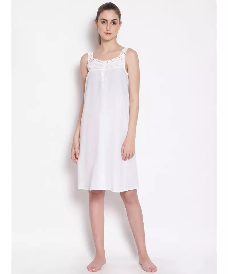 plain White Cotton   Dress