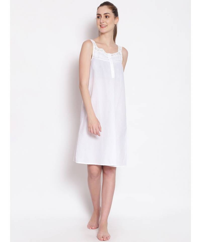 plain White Cotton   Dress