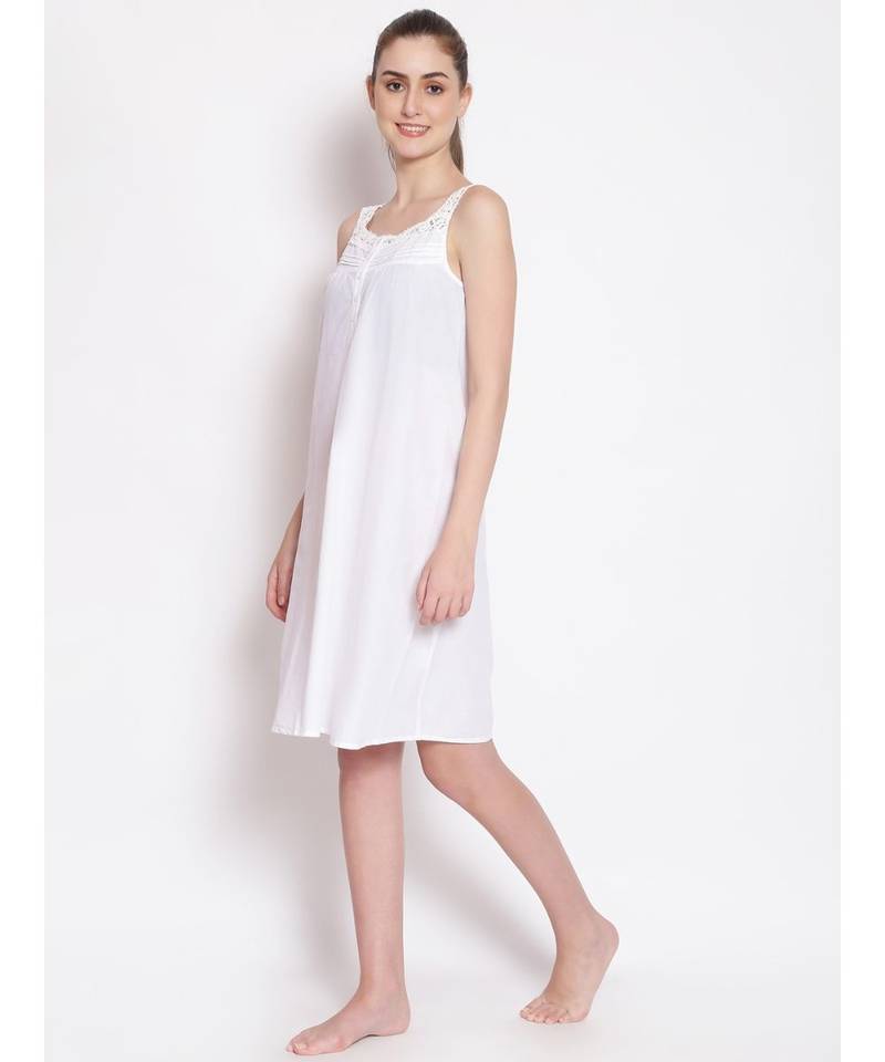 plain White Cotton   Dress
