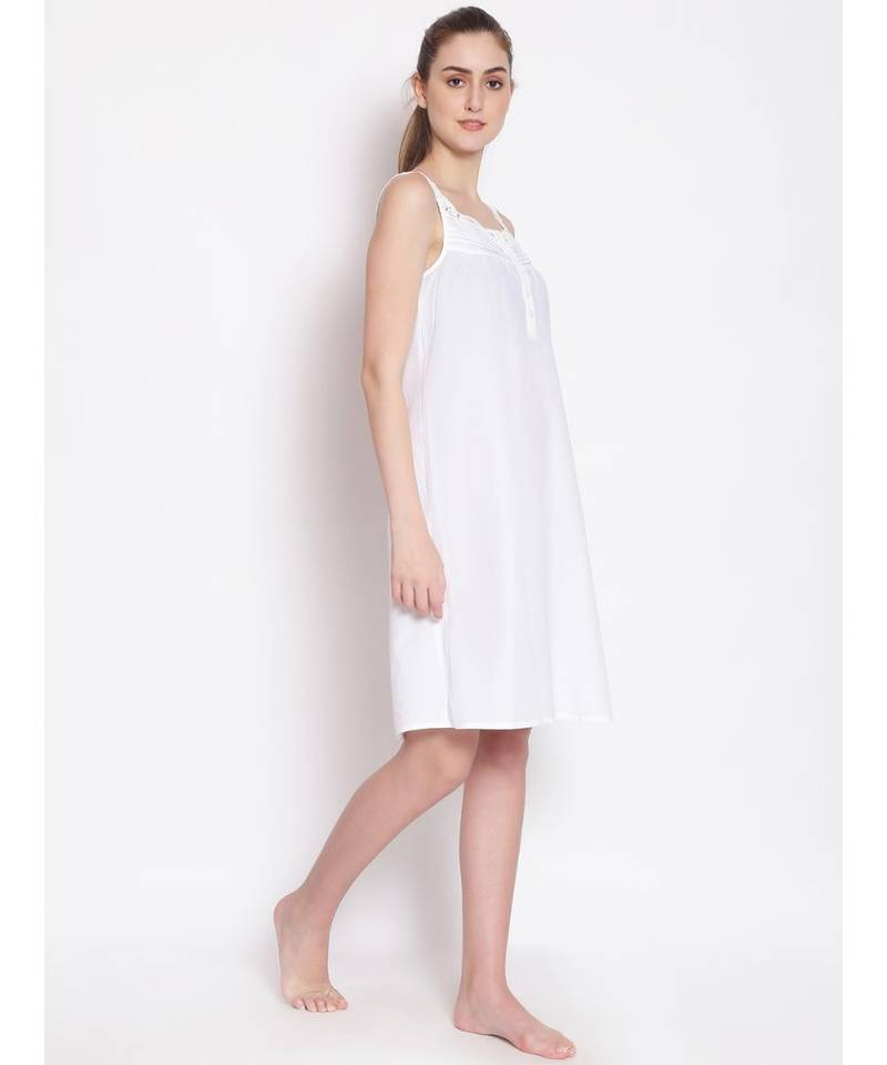 plain White Cotton   Dress
