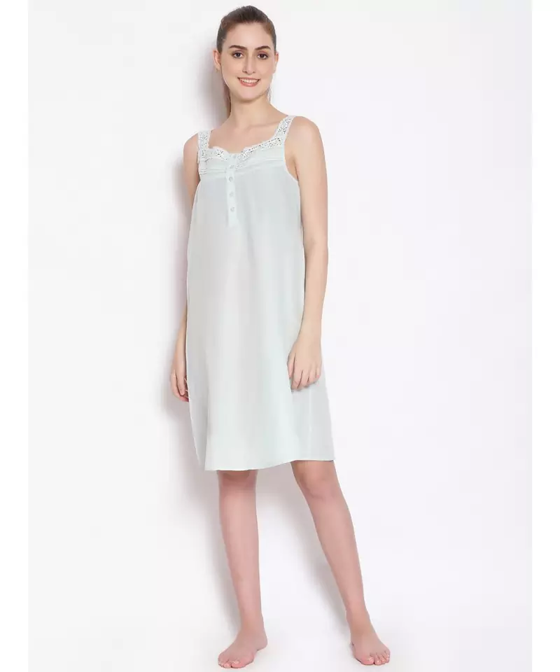 plain Green Cotton   Dress