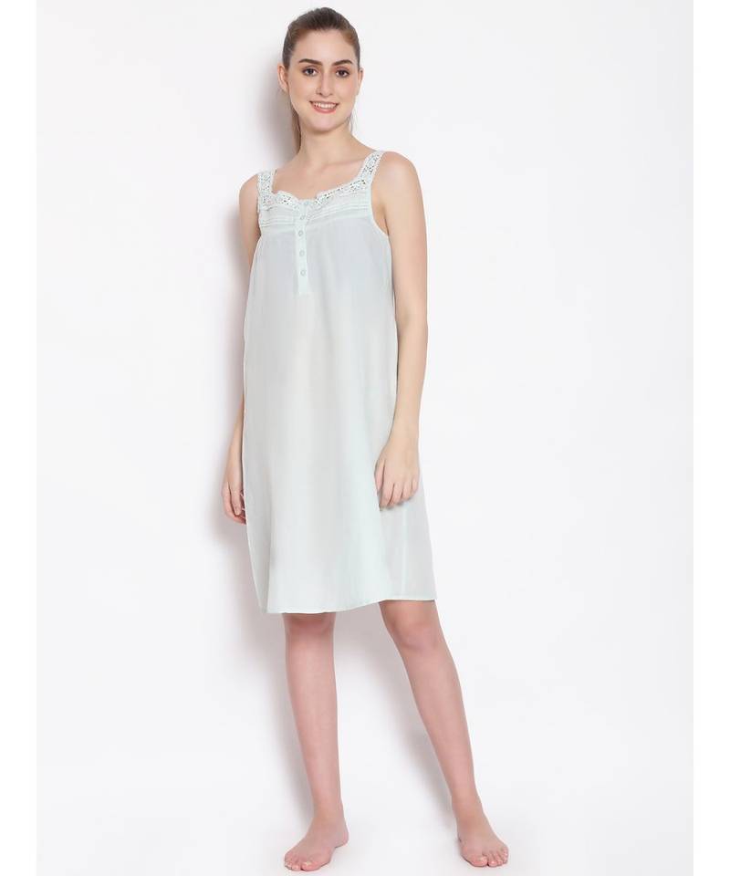 plain Green Cotton   Dress