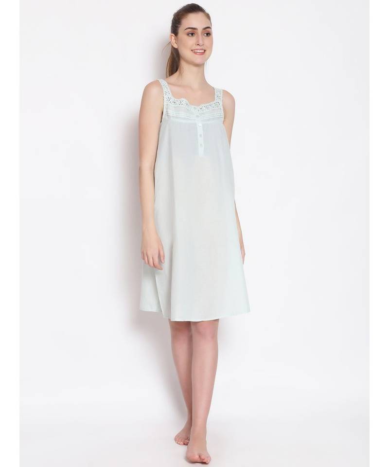 plain Green Cotton   Dress