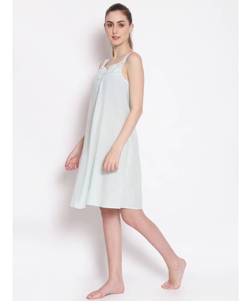 plain Green Cotton   Dress