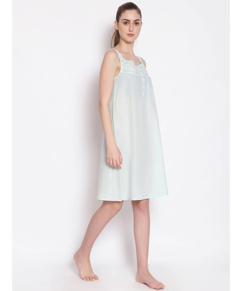 plain Green Cotton   Dress