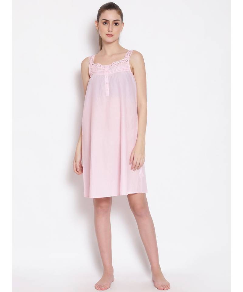 plain Pink Cotton   Dress