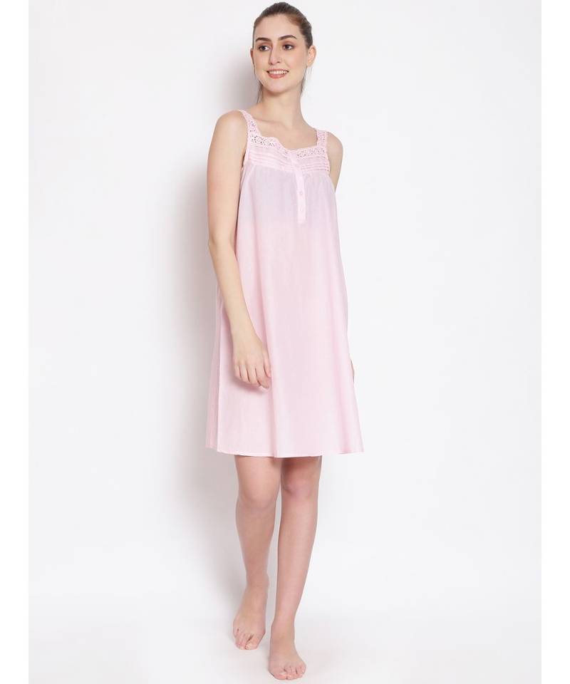 plain Pink Cotton   Dress