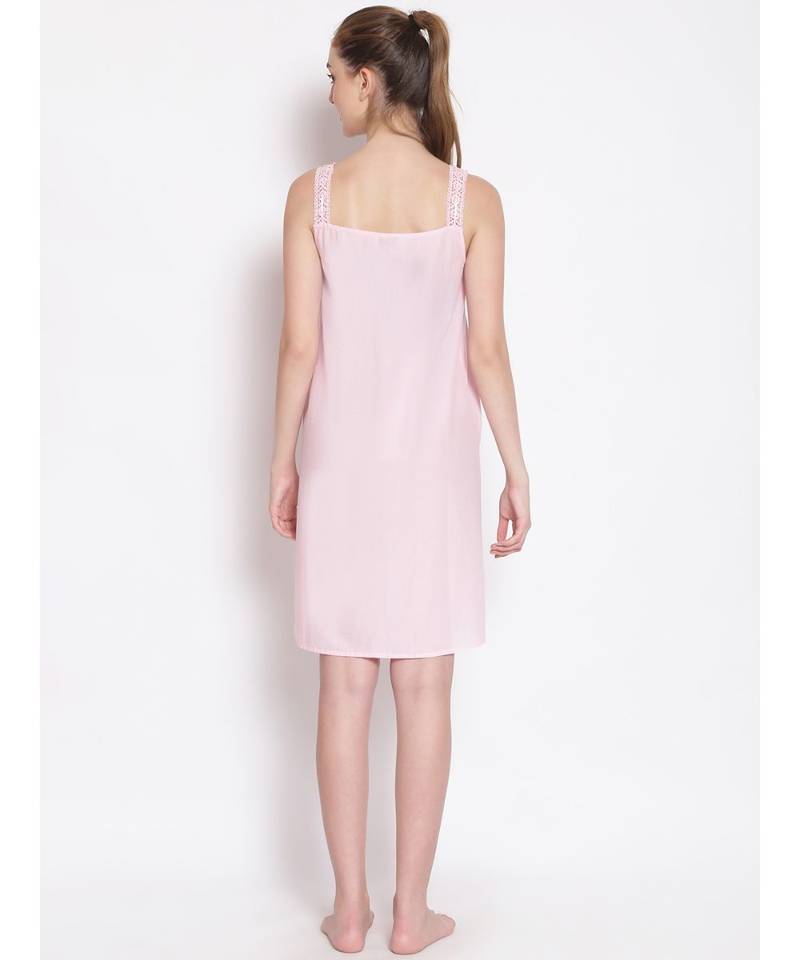 plain Pink Cotton   Dress