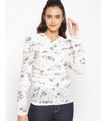printed White Polyester   Top
