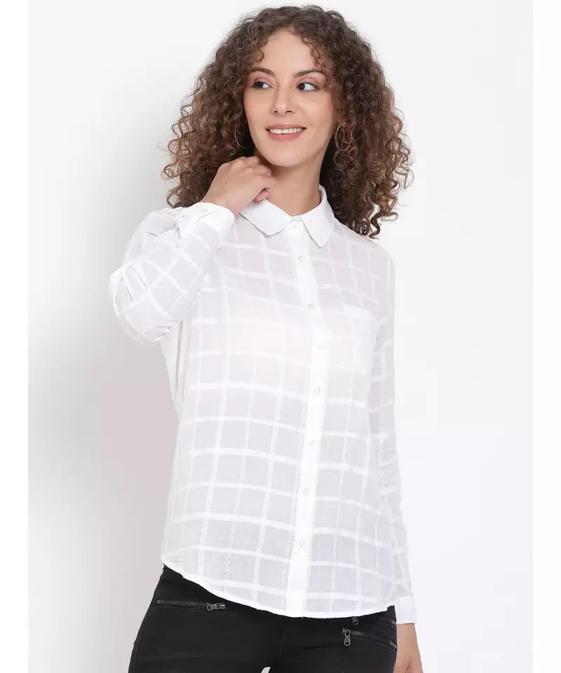 printed White Cotton   Shirt