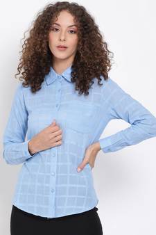 printed Blue Cotton   Shirt