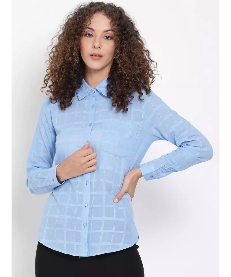 printed Blue Cotton   Shirt